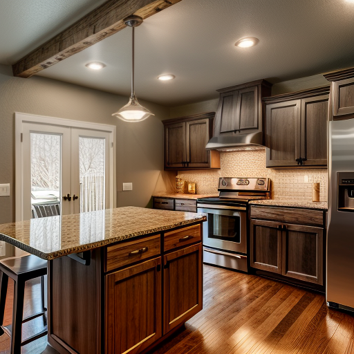 Photo of a kitchen remodel with dark cabinets and stainless steel appliances.